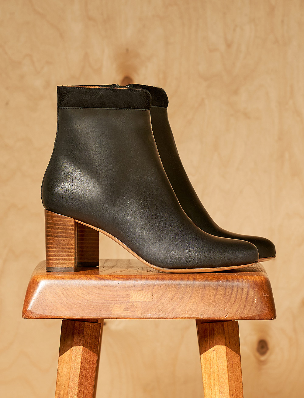 Céline Heeled Ankles Boots - Bi-material Black