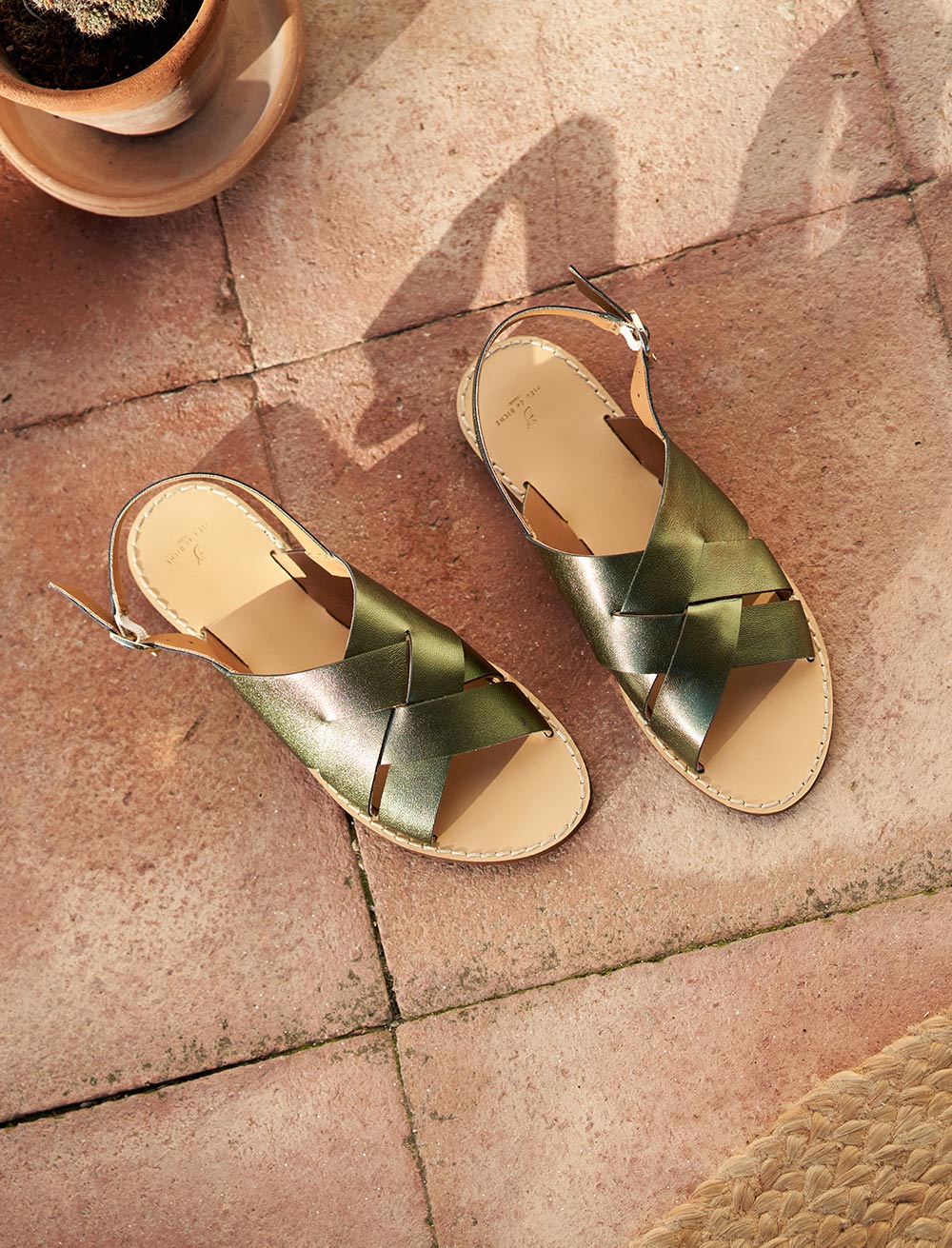 Zélie flat sandals - Iridescent Khaki