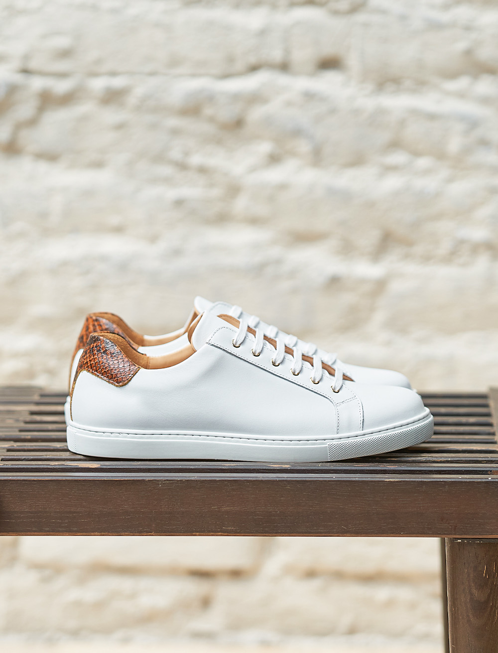 Olivia Sneakers - White and Reptile
